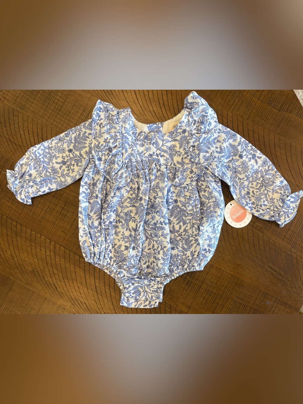 Ruffle Long Sleeve Blue Floral Bubble Romper